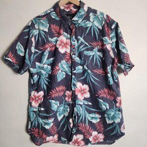 Rails Shirt Mens XL Navy Carson Floral Linen Hawaiian Short Sleeve Button Down